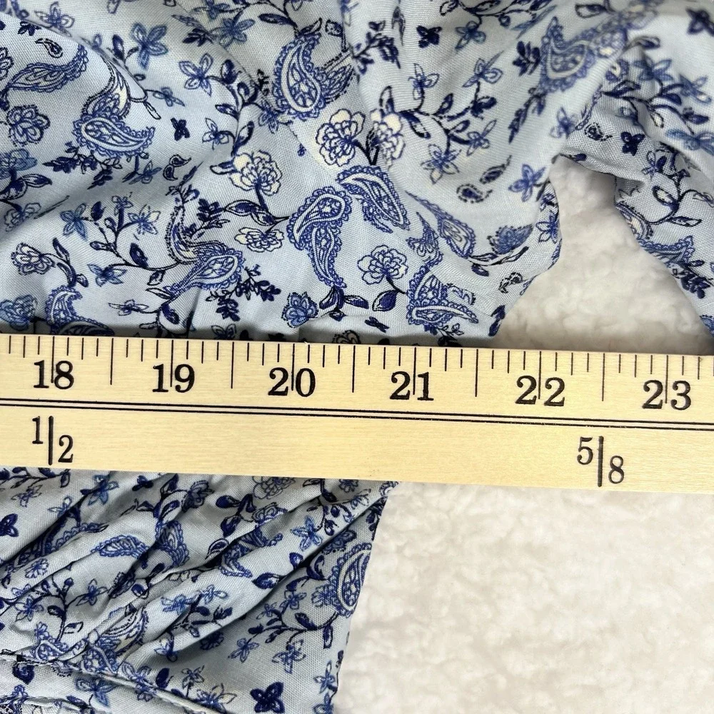 Boho Cottagecore‎ Floral Peasant Dress XXL Smocked Babydoll Blue White